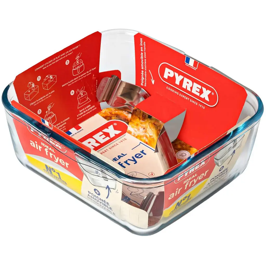 Форма скляна Pyrex Airfryer для аєрогриля квадратна з ручкою (301U300) - фото 2