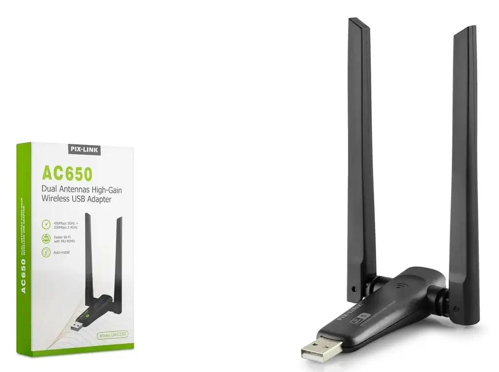 USB Wi-Fi адаптер PIX-LINK LVUAC23D AC650 5ГГц, 802.11ac, 450Mbit - фото 2