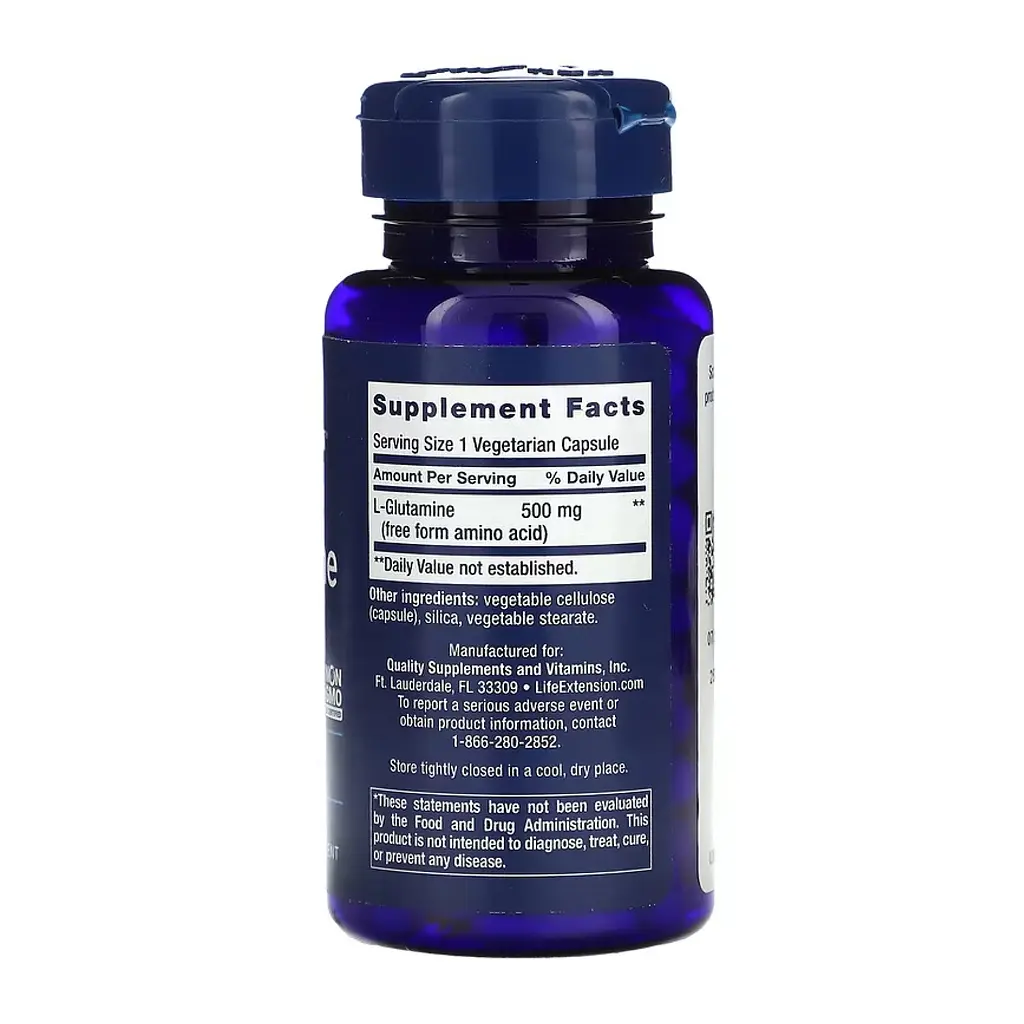 L-глютамін Life Extension (L-Glutamine) 500 мг 100 веганських капсул - фото 2