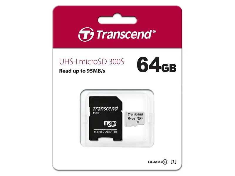 Карта пам'яті Transcend 300S microSDXC UHS-I + SD Adapter 64 GB (TS64GUSD300S-A) - фото 2