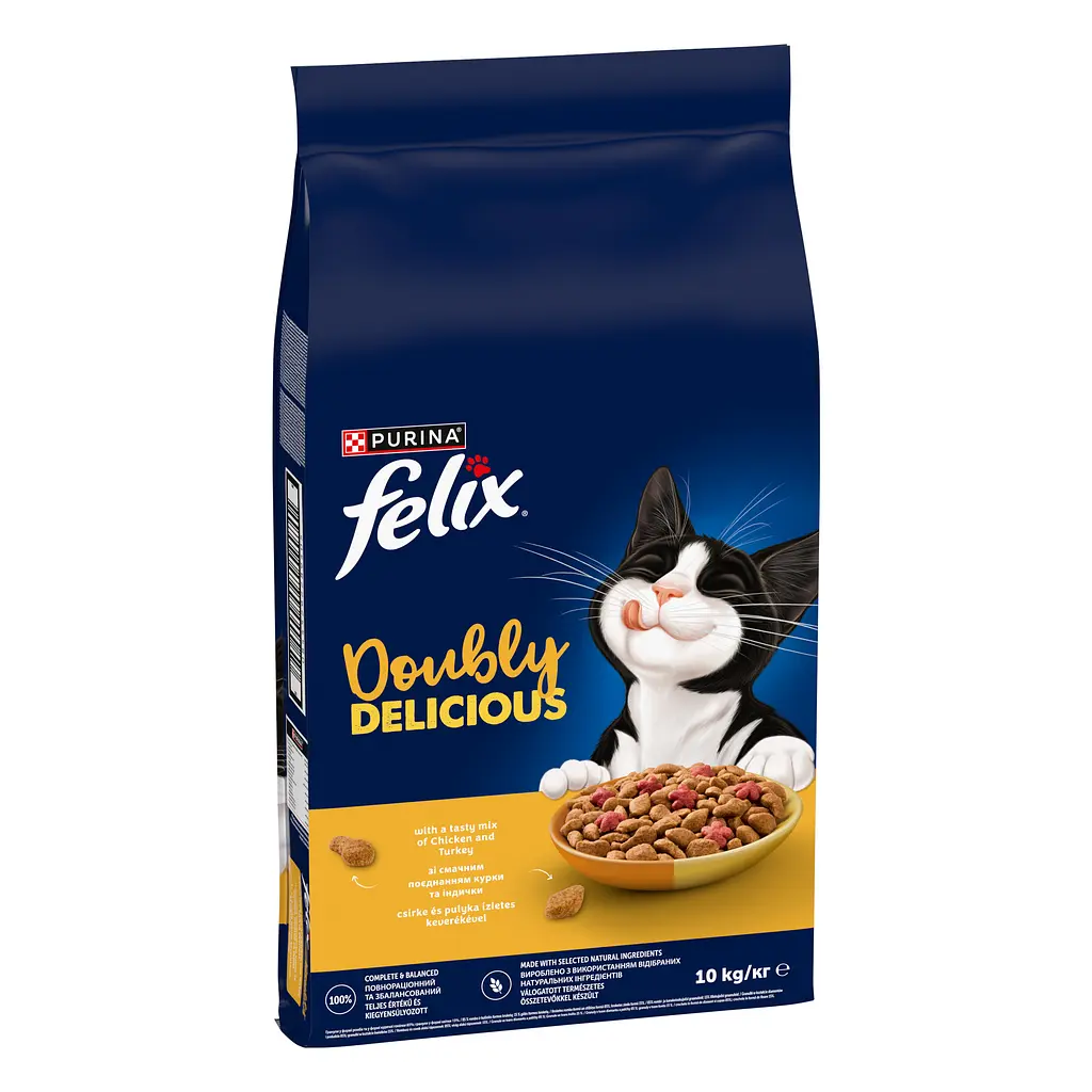 Сухий корм Felix Doubly Delicious для дорослих котів з куркою, індичкою та буряком 10 кг - фото 3