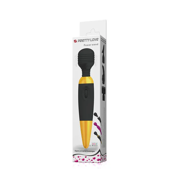 Класичний вібратор Pretty Love Power Wand Black Gold - фото 9