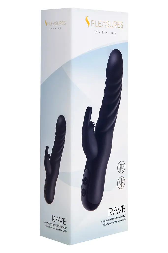 Вібратор-кролик Pleasures Premium Rave 22.1 см чорний - фото 3