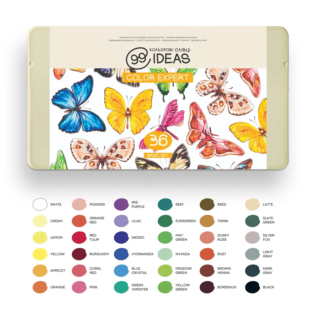 Набір олівців кольорових 99IDEAS "Color Expert" 36 кольорів, Basic Set, металева коробка, 99CE-36BAS - фото 3