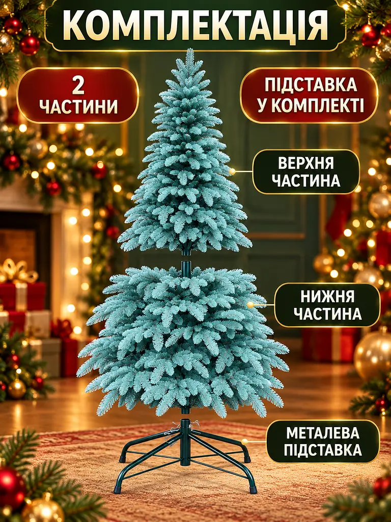 Лита штучна ялинка YaLINKA KB21 Полонина 210 см на металевій підставці, блакитна (49676436) - фото 7