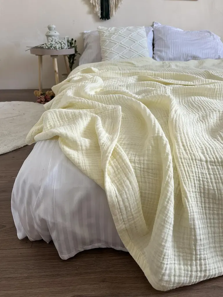 Покривало Zeintex Heaven муслінове бавовняне кремове 240х260 см - фото 4