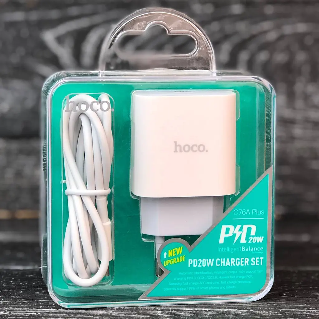 Зарядное устройство Hoco C76A Plus Speed ​​Source PD 20 W блок быстрый + кабель Type-C to Lightning - фото 5