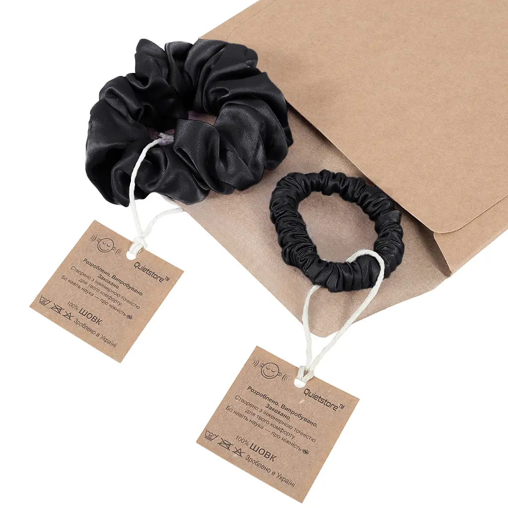 Набір із 2 шовкових резинок для волосся Чумацький Шлях S+L - два режими фіксації чорний (1242-02) - фото 3