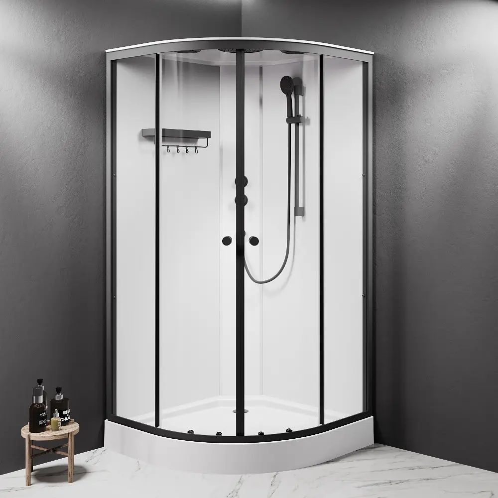 Душовий бокс AM.PM X-Joy 100x100 1/4 кола прозоре скло black matt W94C-401-100BT - фото 2