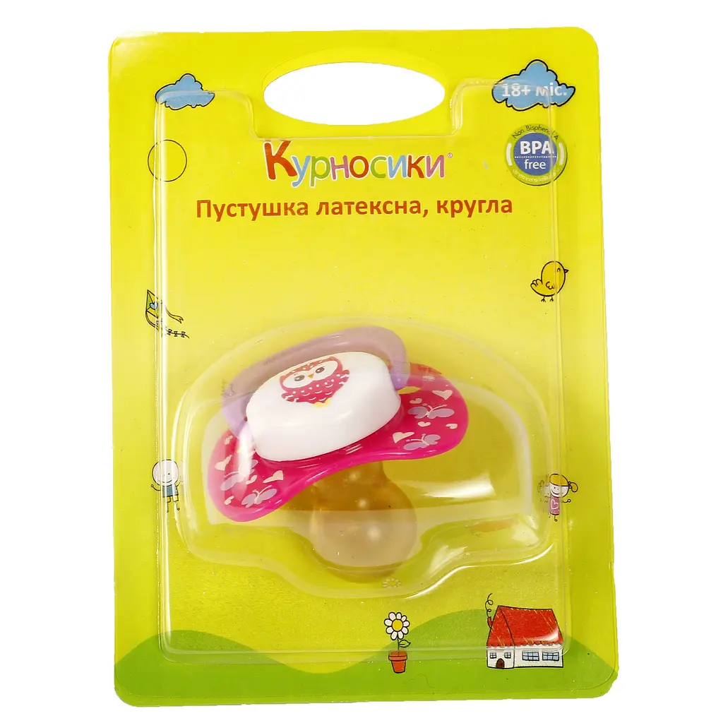 Силіконова пустушка Курносики кругла 18+ міс. Сова рожева (7215/18+ рож) - фото 3