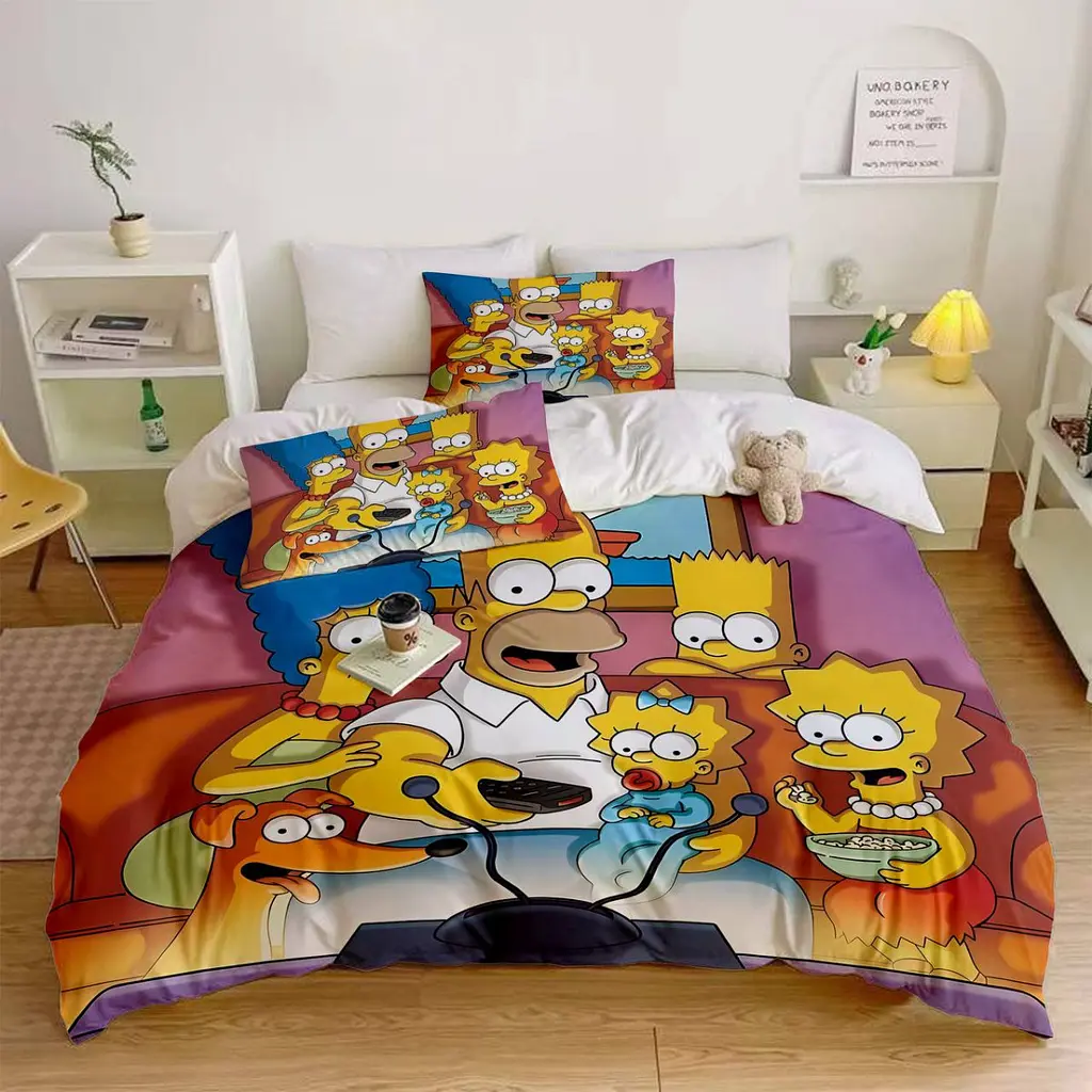 комплект постільної білизни 3D The Simpsons мікросатин полуторний 150×215 см 70×70 см