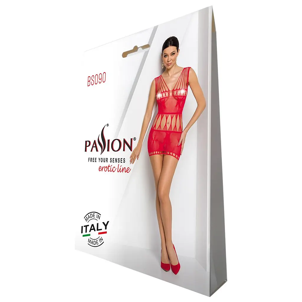 Бодістокінг мінісукня з метеликами Passion BS090 One Size red - фото 6