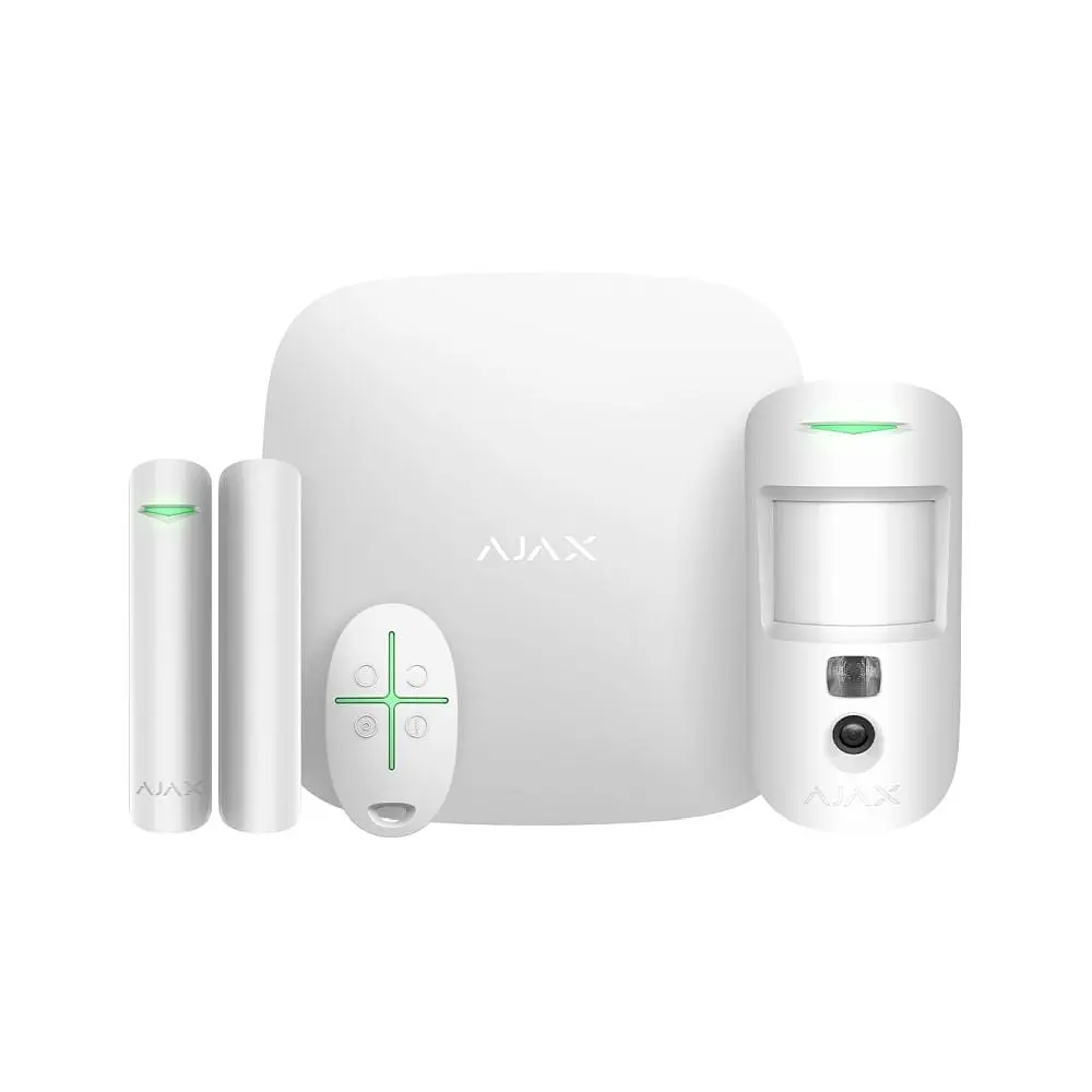 Комплект бездротової сигналізації Ajax StarterKit Cam білий з 2G, Ethernet, фотоверифікацією тривог (26-00094)