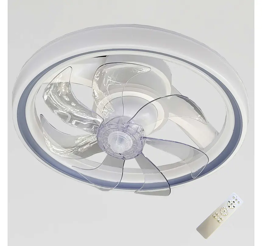 Стельова LED-люстра-вентилятор Artlight FS304GR, біла із сірою окантовкою, 73 Вт, від 10-18 м² - фото 2