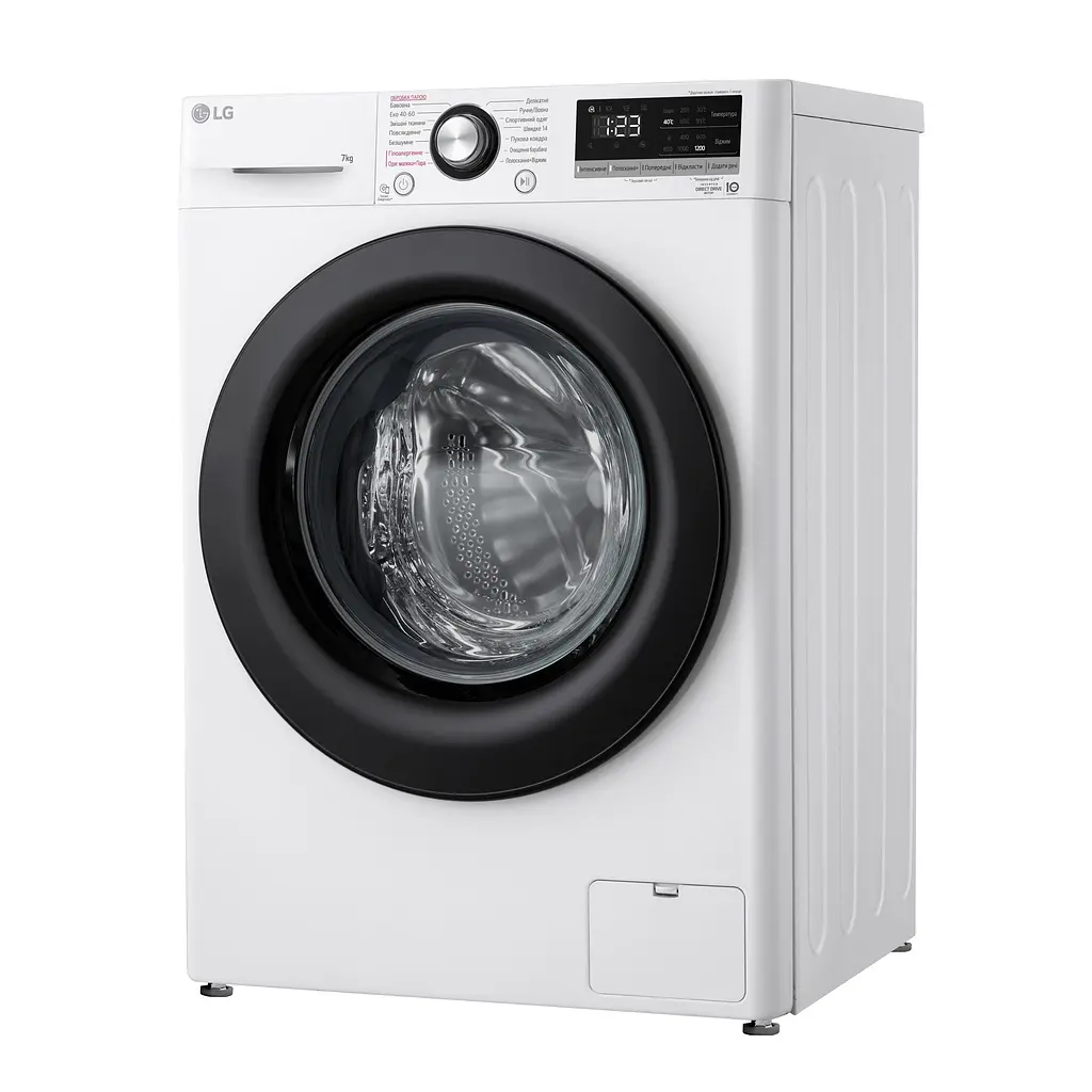 Пральна машина LG фронтальна, 7кг, 1200, A+++, 48см, дисплей, пара, інвертор, білий (F2V3HS6WW) - фото 5