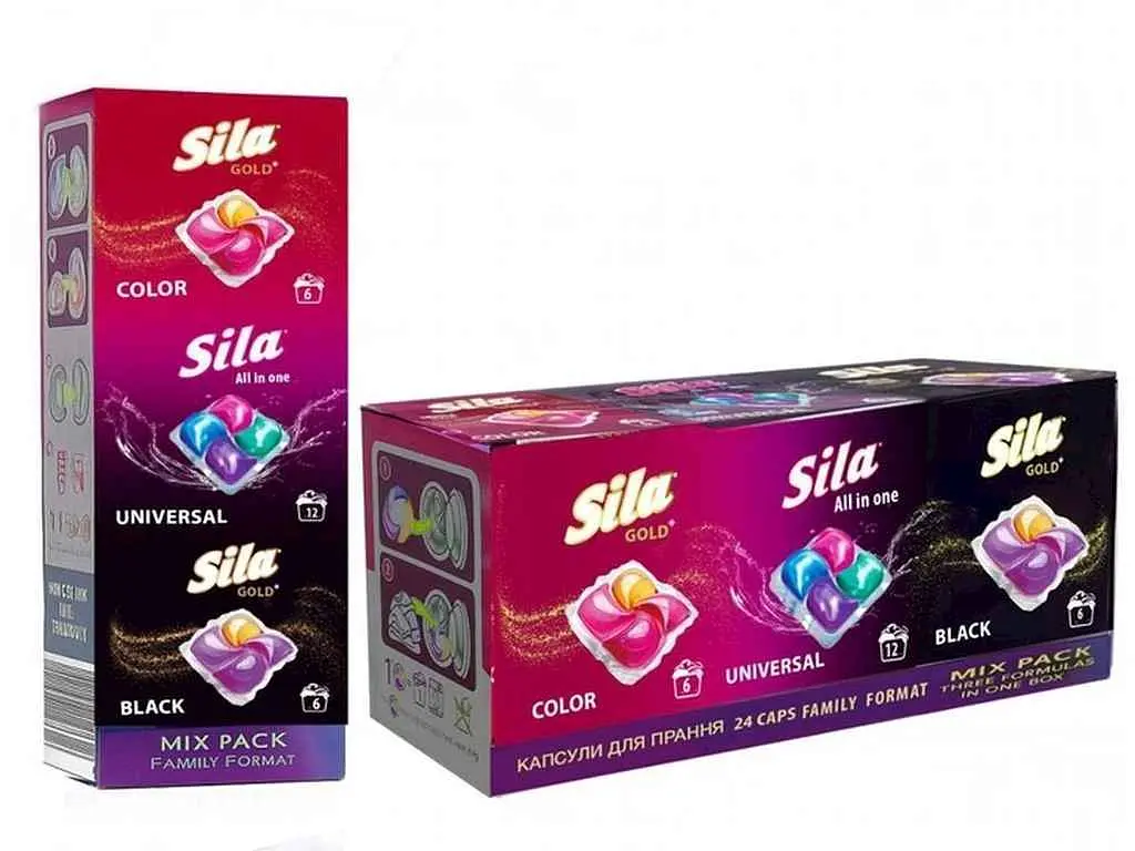 Капсули для прання SILA 24шт MIX PACK 12шт+12шт