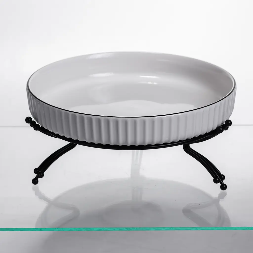 Фруктовниця порцелянова Yiwu на металевій підставці 25 см чорний LB-1572B - фото 2