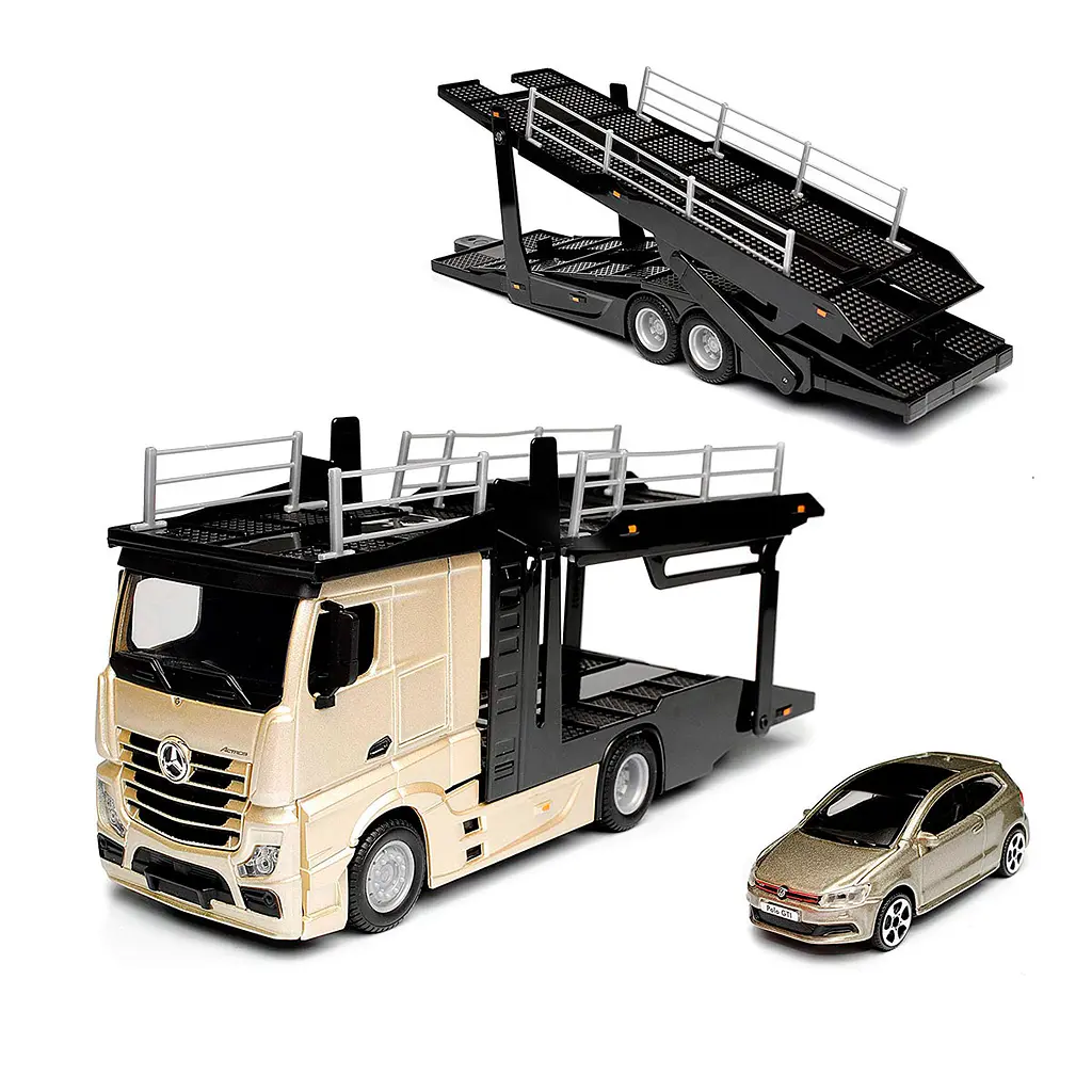 Игровой набор Bburago Автотранспортер Mercedes-Benz Actros с Автомоделью VW Polo GTI Mark 5 (18-31458) - фото 2