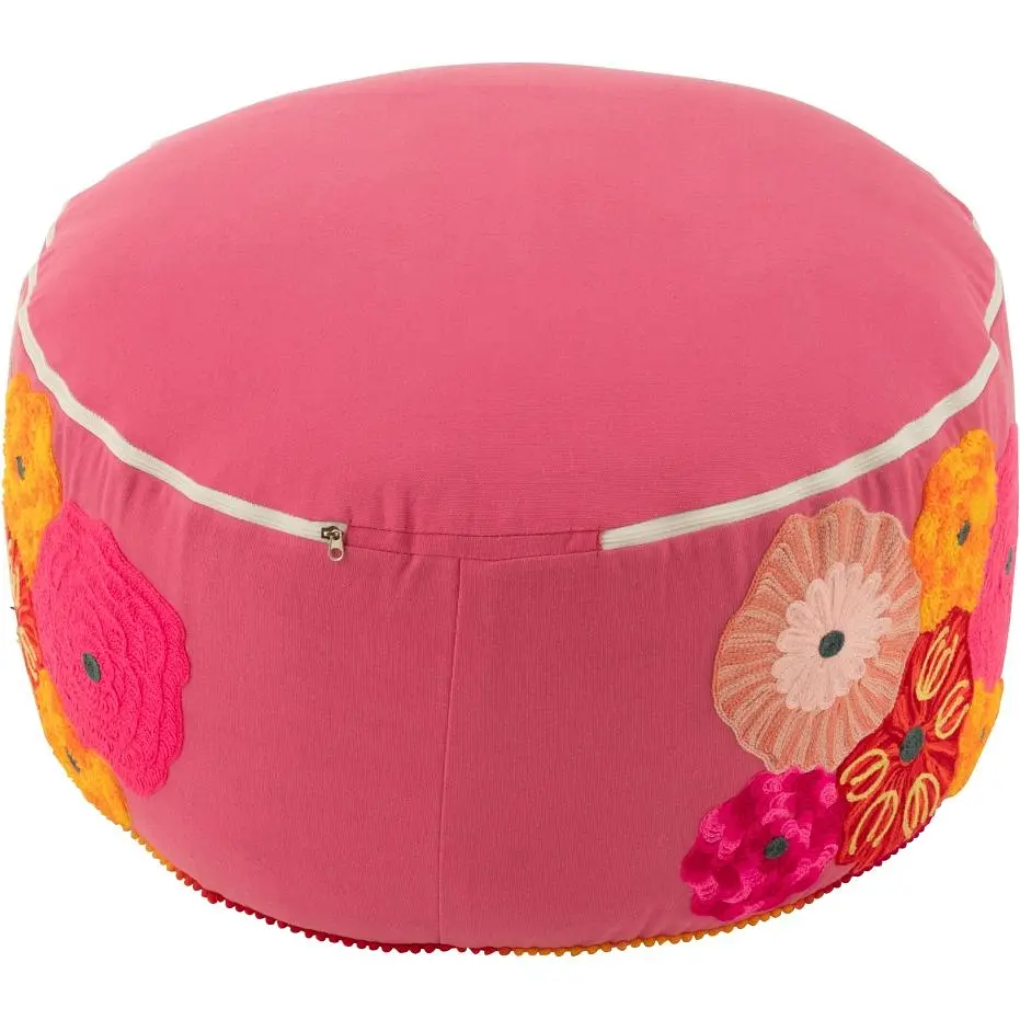 Пуф J-line з квітами ручна вишивка 50 см рожевий (41629) - фото 3
