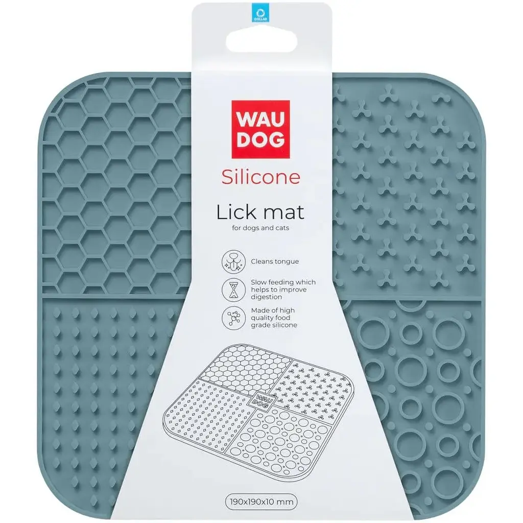 Миска-коврик для собак и кошек Waudog Silicone для слизывания 190х190х10 мм серый - фото 3