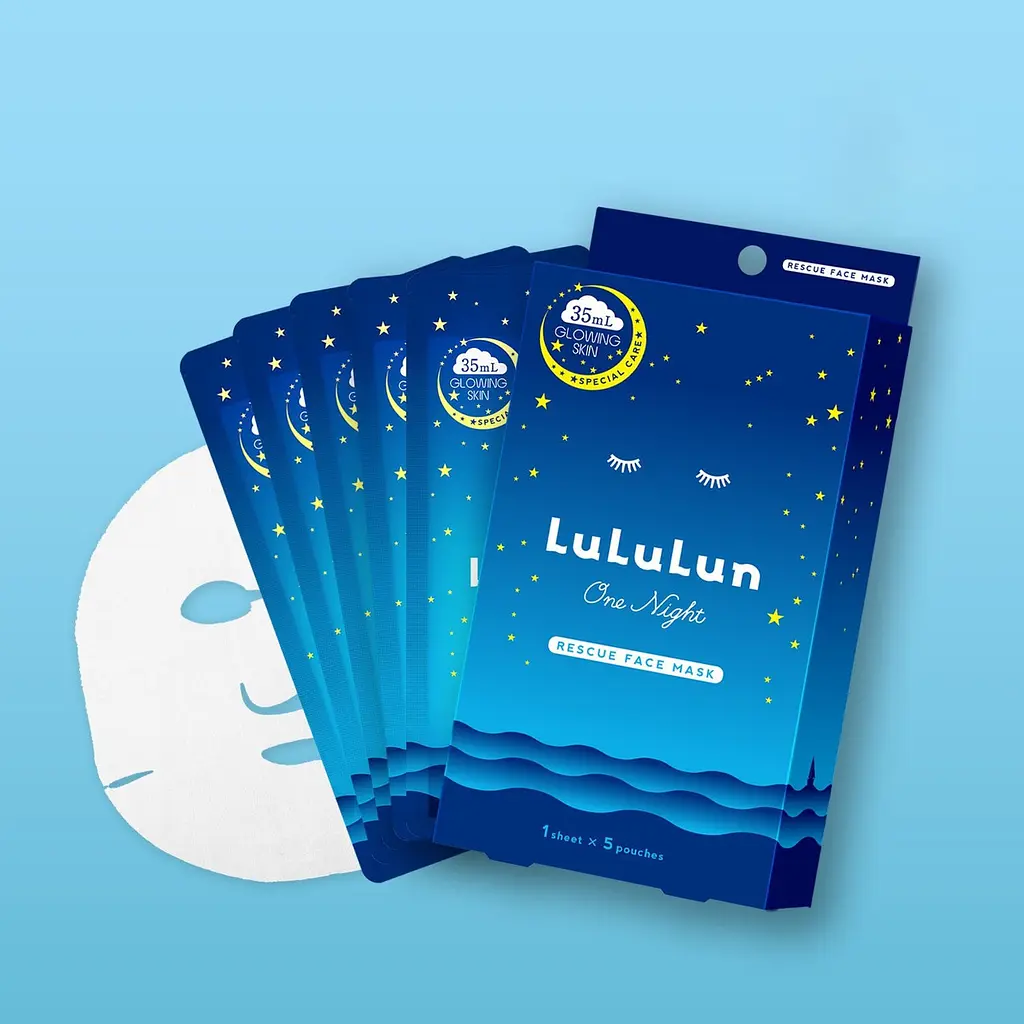 LULULUN Face Mask One Night Rescue Brightening тканинна маска проти тьмяності шкіри, 1 шт х 5 уп - фото 3