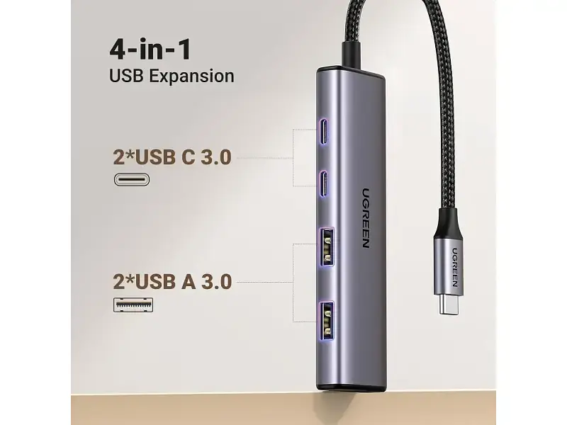 USB-хаб UGREEN CM473 4-in-1 USB-C Hub (15395) - фото 2