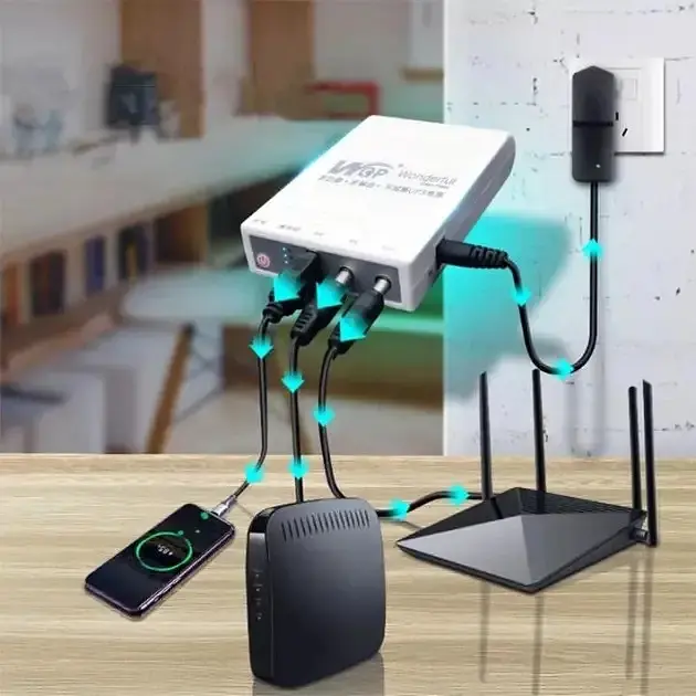ДБЖ для роутера, повербанк MINI DC UPS WGP 5V-9V-12V, 10400mAh - фото 2