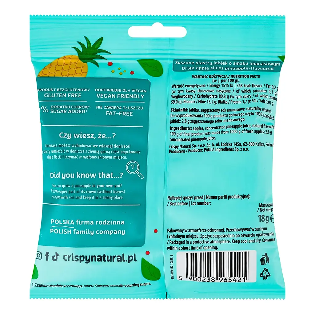 Чипси фруктові Crispy natural Яблуко зі смаком ананасу 18 г - фото 2