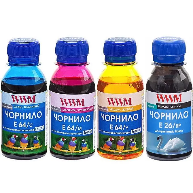 Комплект чорнил WWM для Epson L605/L4150/L1455 4х100г BP/C/M/Y Пігментне/Водорозчинне (E26/64SET4-2)