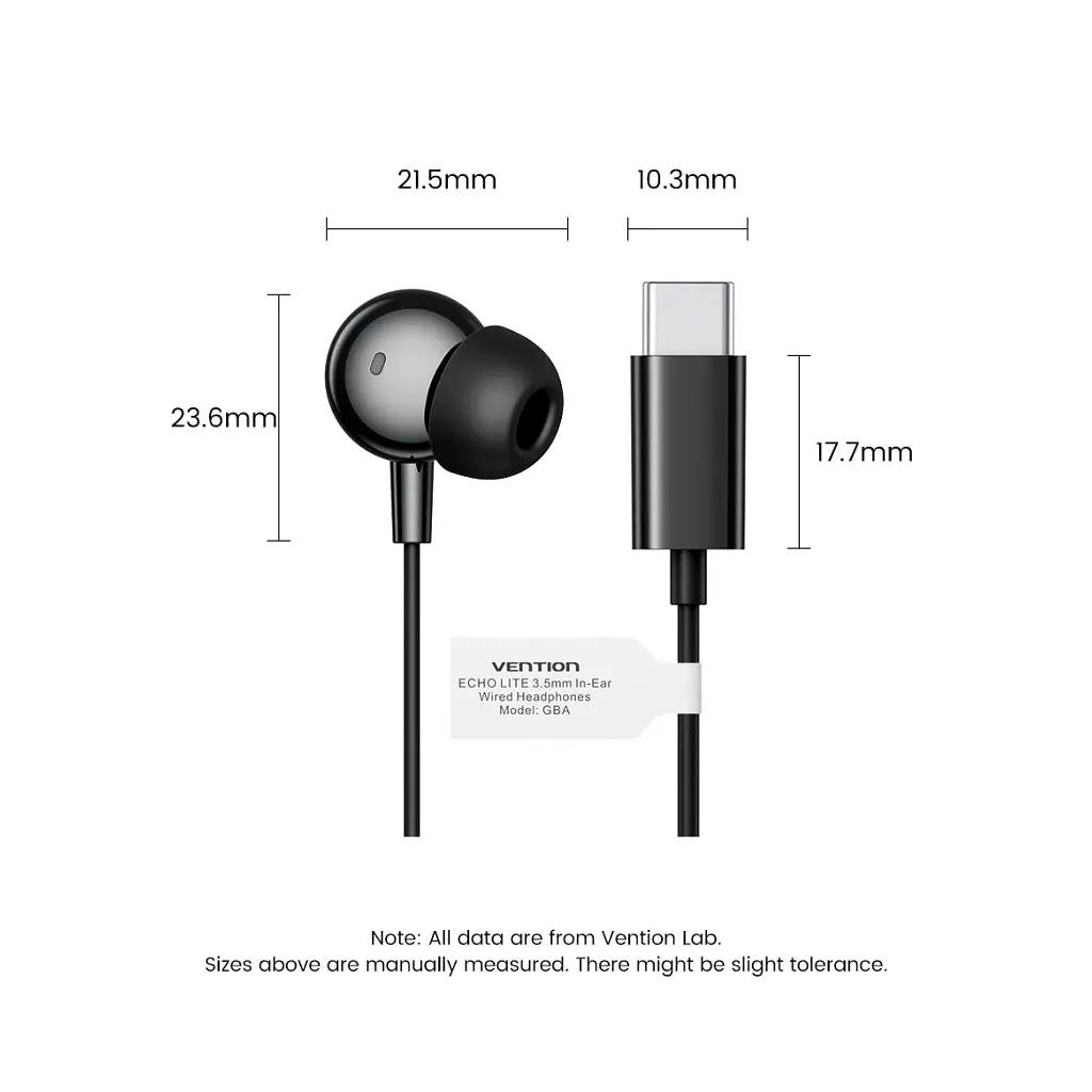 Навушники Vention Echo Lite USB-C In-Ear Wired Black (GBBBAV) - фото 12