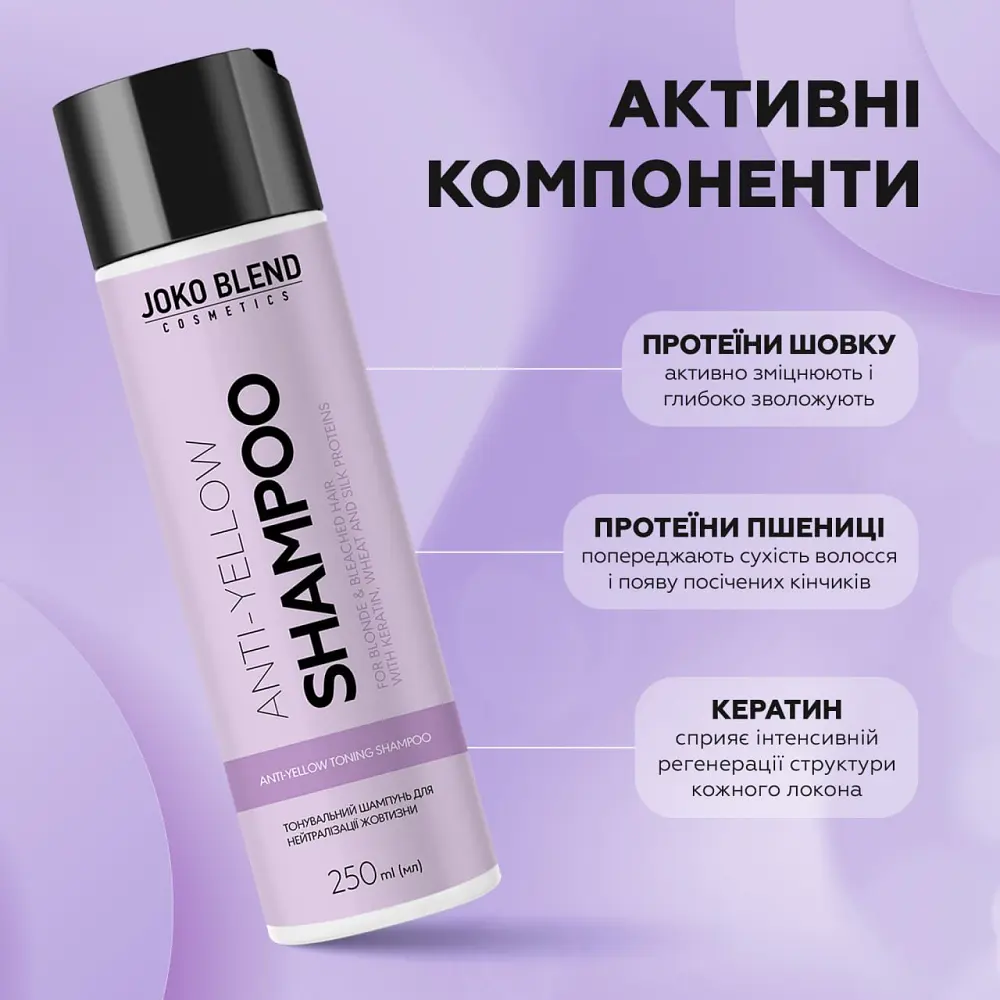 Тонувальний шампунь Joko Blend Anti-Yellow для нейтралізації жовтизни 250 мл - фото 5
