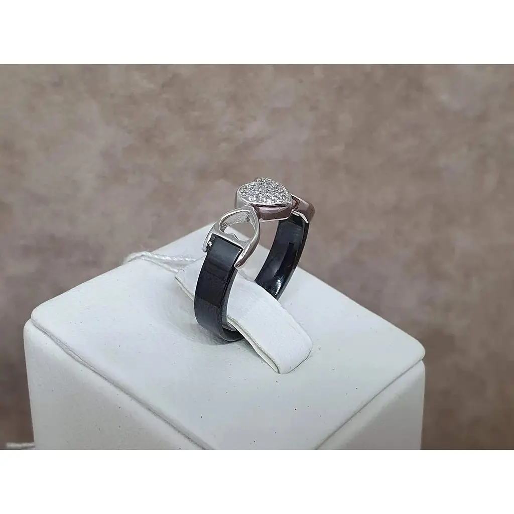 Срібне кільце Aurora з керамікою і фіанітами. С1101Ч 16,5 - фото 3