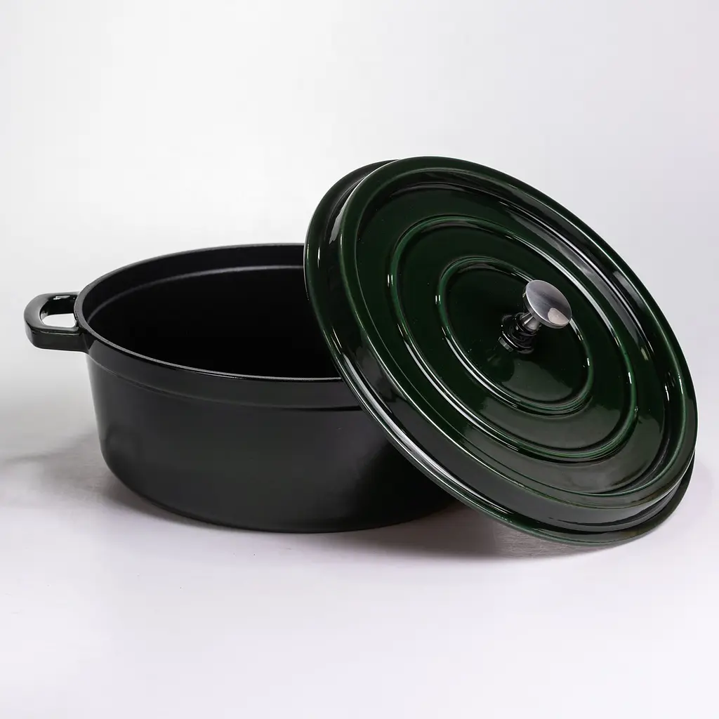 Кокотниця чавунна емальована 7,5 л, малахіт Yongkang HP-FLG-14 green - фото 3