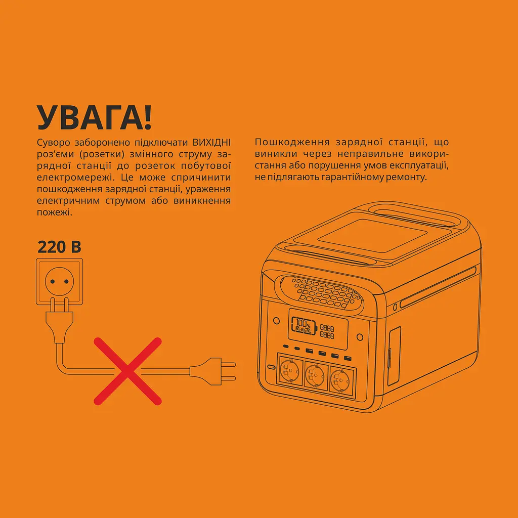Портативна зарядна станція Videx Oasis 1800W 1229Wh (VPS-SG1-1KW8) - фото 10