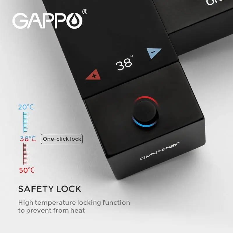 Набор гигиенического душа скрытого монтажа Gappo G7207-60 с черным термостатом, Черный матовый - фото 5