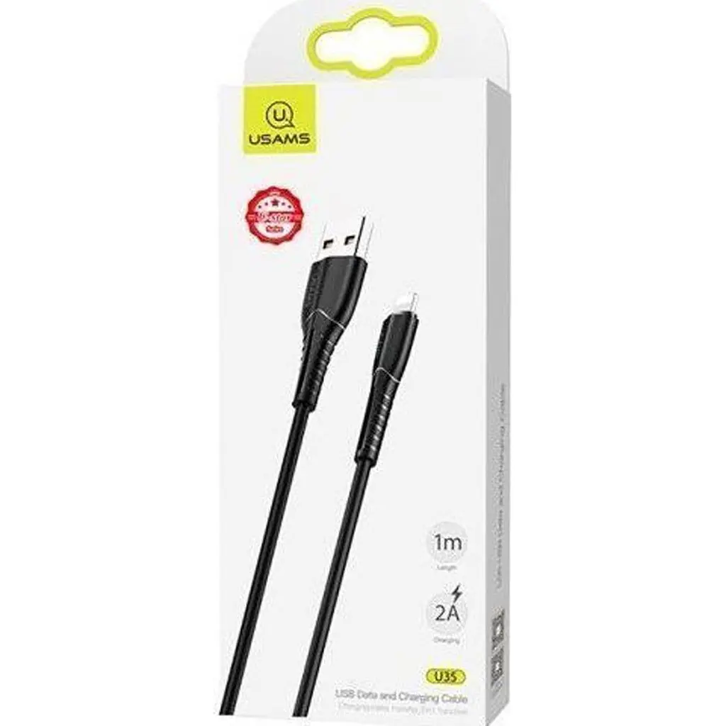 Кабель Usams Lightning U35 USB-A to Lightning 2A 1m Black (SJ364USB01) [70882] - фото 2
