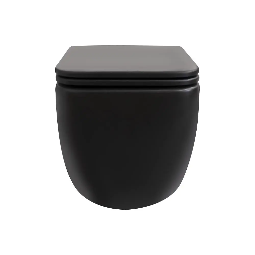 Унитаз подвесной Qtap Gemini безободковый с сиденьем Soft-close QT2533076EUQMB, Черный матовый - фото 5