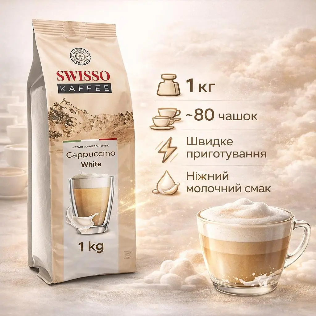 Капучино Swisso Kaffee Cappuccino White з вершковим смаком 1 кг - фото 2