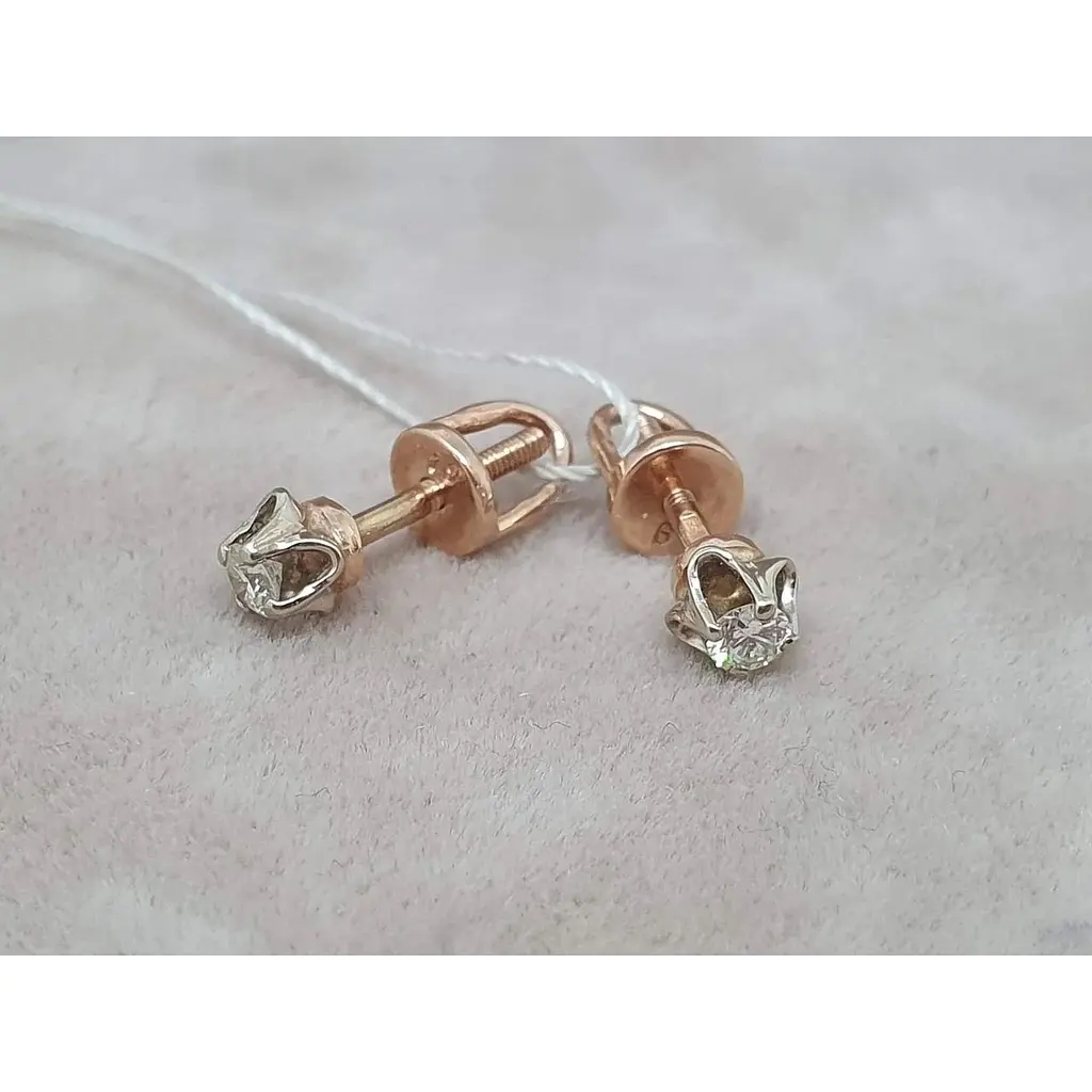 Золотые серьги-пуссеты ЮЗ "Багет" с бриллиантами. 62632 - фото 3