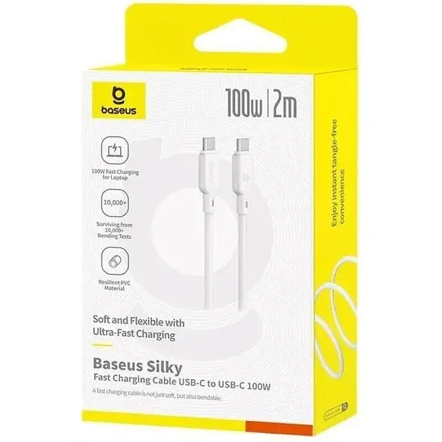 Кабель Baseus Silky Series Cable Type-C to Type-C 100W 2m P10377704213-01 White - фото 4