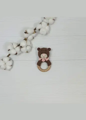 Брязкальце ручної роботи "Ведмедик" a.l.babybox Коричневий-рожевий