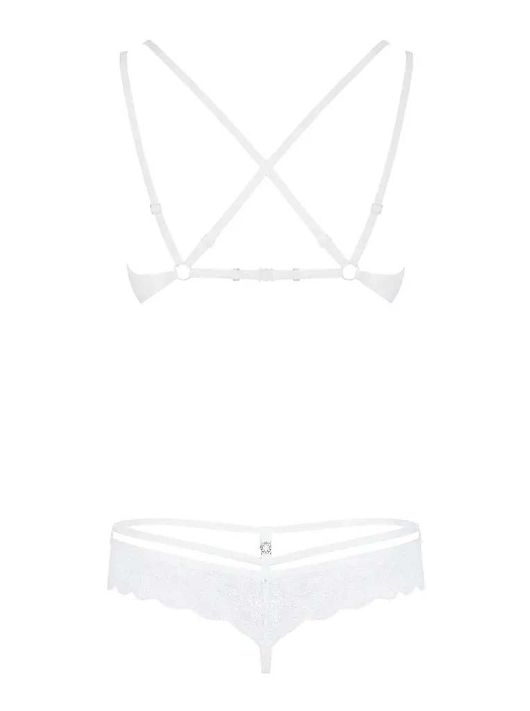 Кружевной комплект эротического белья Obsessive 860-SET-2 set S/M белый - фото 5