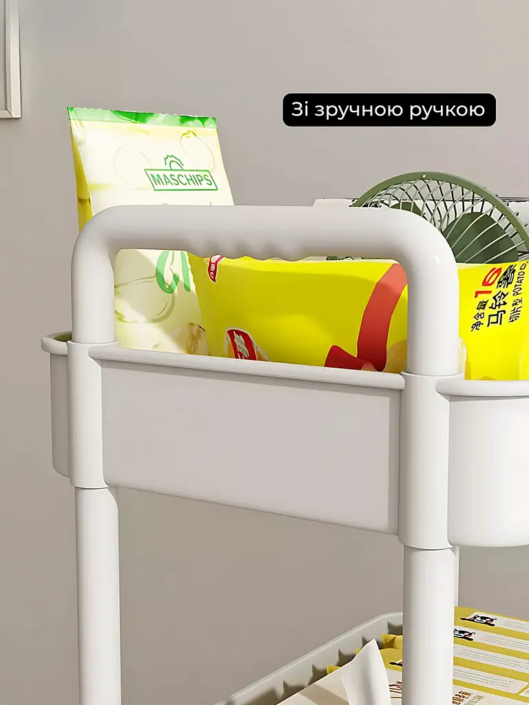 Універсальна пересувна етажерка на коліщатках 360°, 4 яруси, 21.5х32.5х97 см, Зручний стелаж - візок на колесах, Білий - фото 10