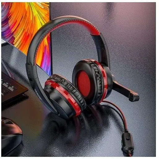Навушники ігрові повнорозмірні Hoco W103 gaming Magic tour gaming headphones чорно червоні 6931474741622 - фото 5