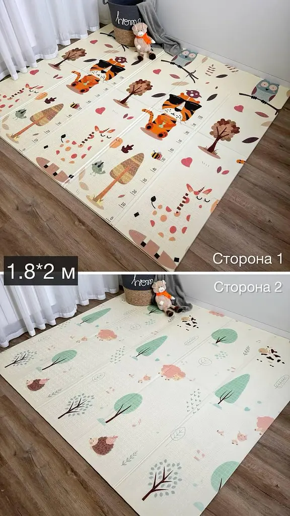 Розвиваючий ігровий термо килим двосторонній 1.8х2м Дитячий "Ліс та тигр ростомір" - фото 3