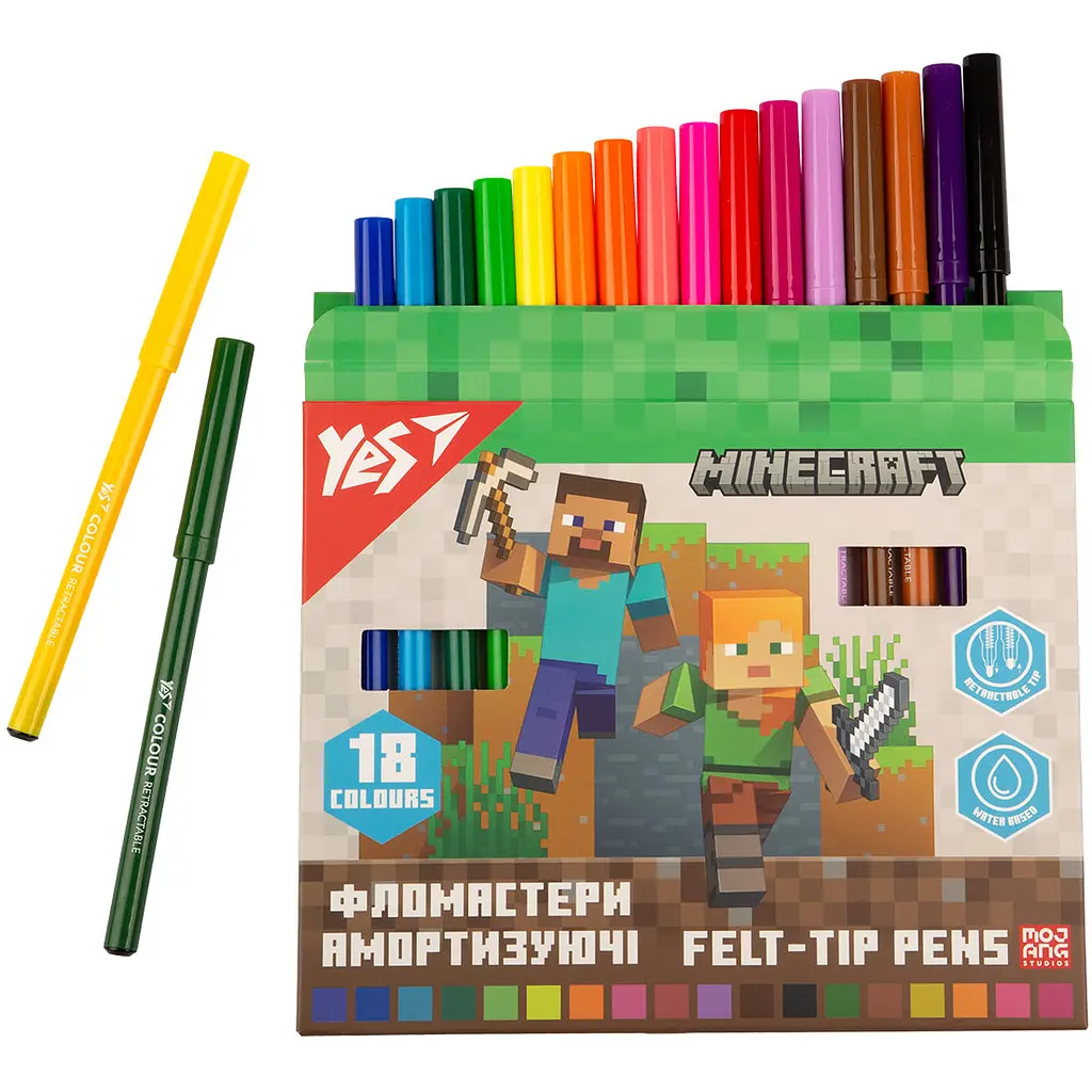 Уцінка. Набір фломастерів Yes Minecraft амортизуючих 18 шт. (650584)  - фото 2