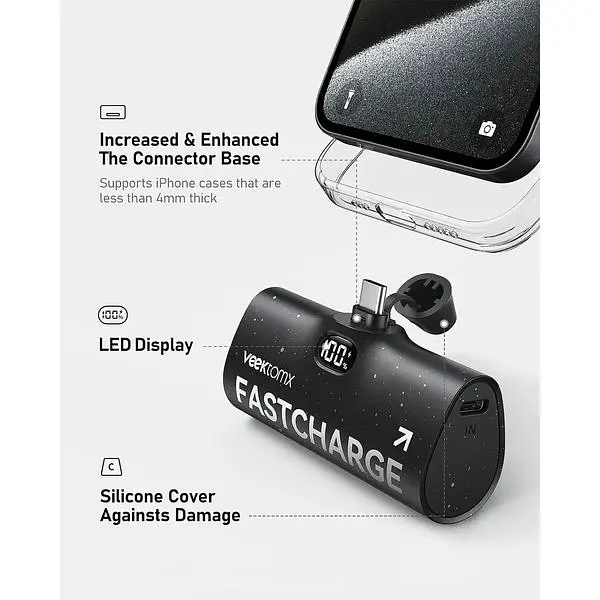 Портативний зарядний пристрій Veektomx Mini USB C 5000 мАг 20 Вт PD & QC 18 Вт - фото 2