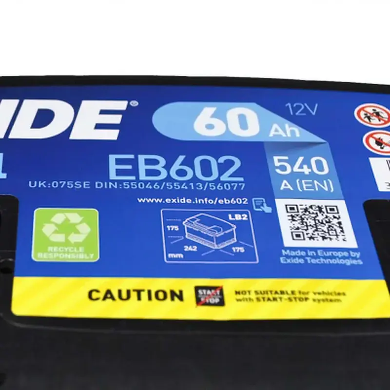 Акумулятор автомобільний EXIDE EXCELL 60Ah Н Ев (-/+) (540EN) (EB602) - фото 3
