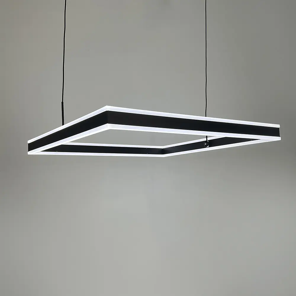 Люстра с подвесным квадратом в черном корпусе 60 см Ст. 303S-600 BK | Line F - фото 6