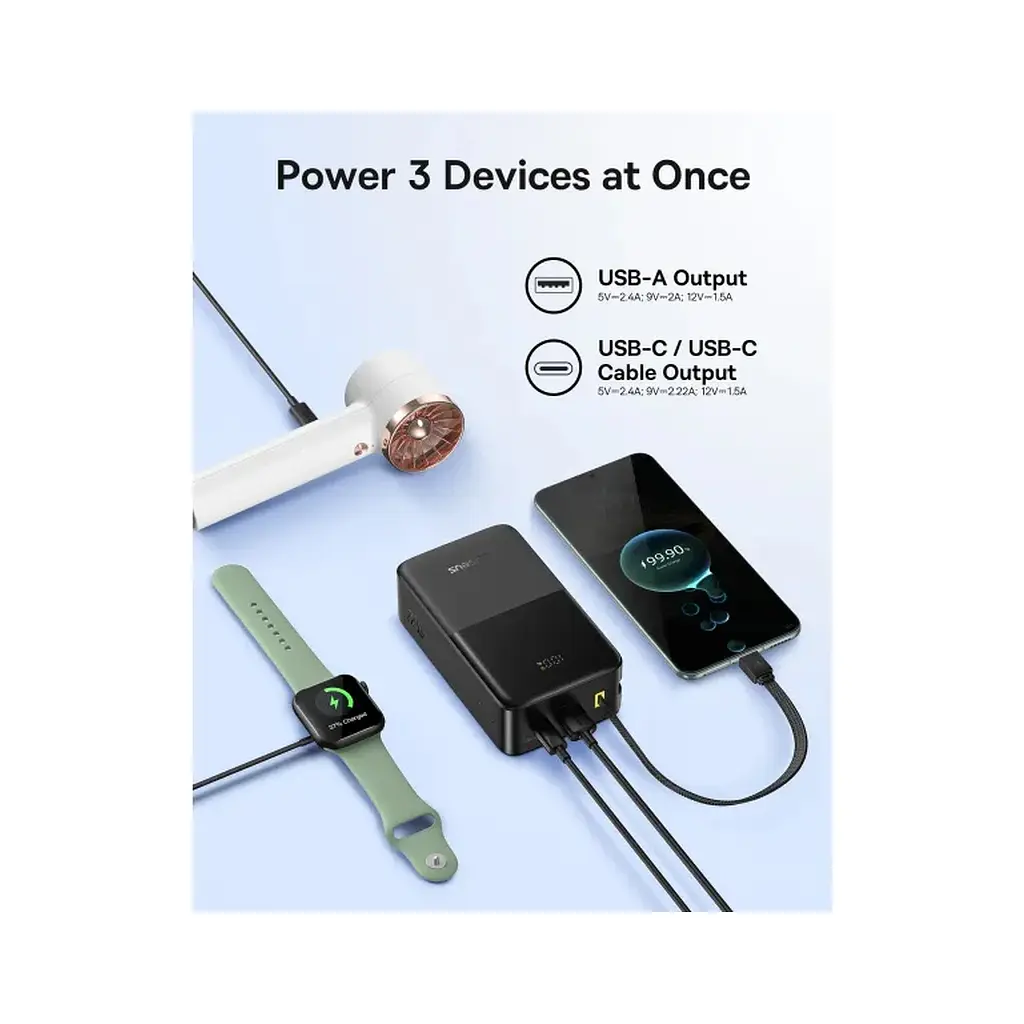 Батарея універсальна Baseus EnerFill FC51 Bipow2 Pro 30000mAh 22,5W build cab.USB-C black (E0028100) - фото 6